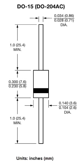 Mechanical Drawing - Vishay SBYV27 Soft Recovery Plastic Rectifiers